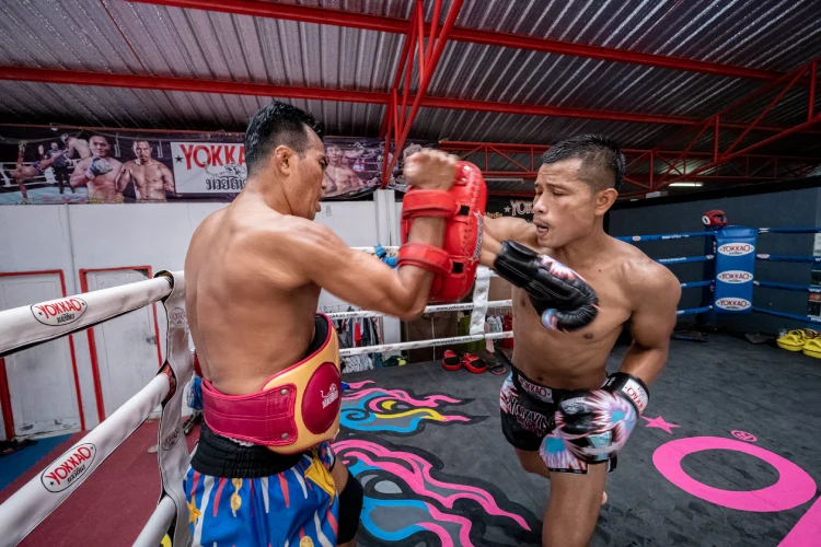 Muay Thai elbow strike practice